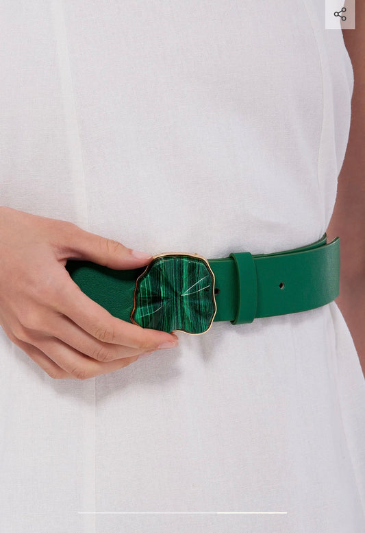 STONE BELT GREEN LEATHER AND MALACHITE - ICONIC DESEJO