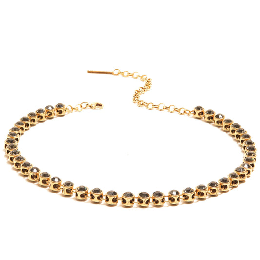 NECKLACE RIVIERA M GOLD BLACK DIAMOND - LUMIERE