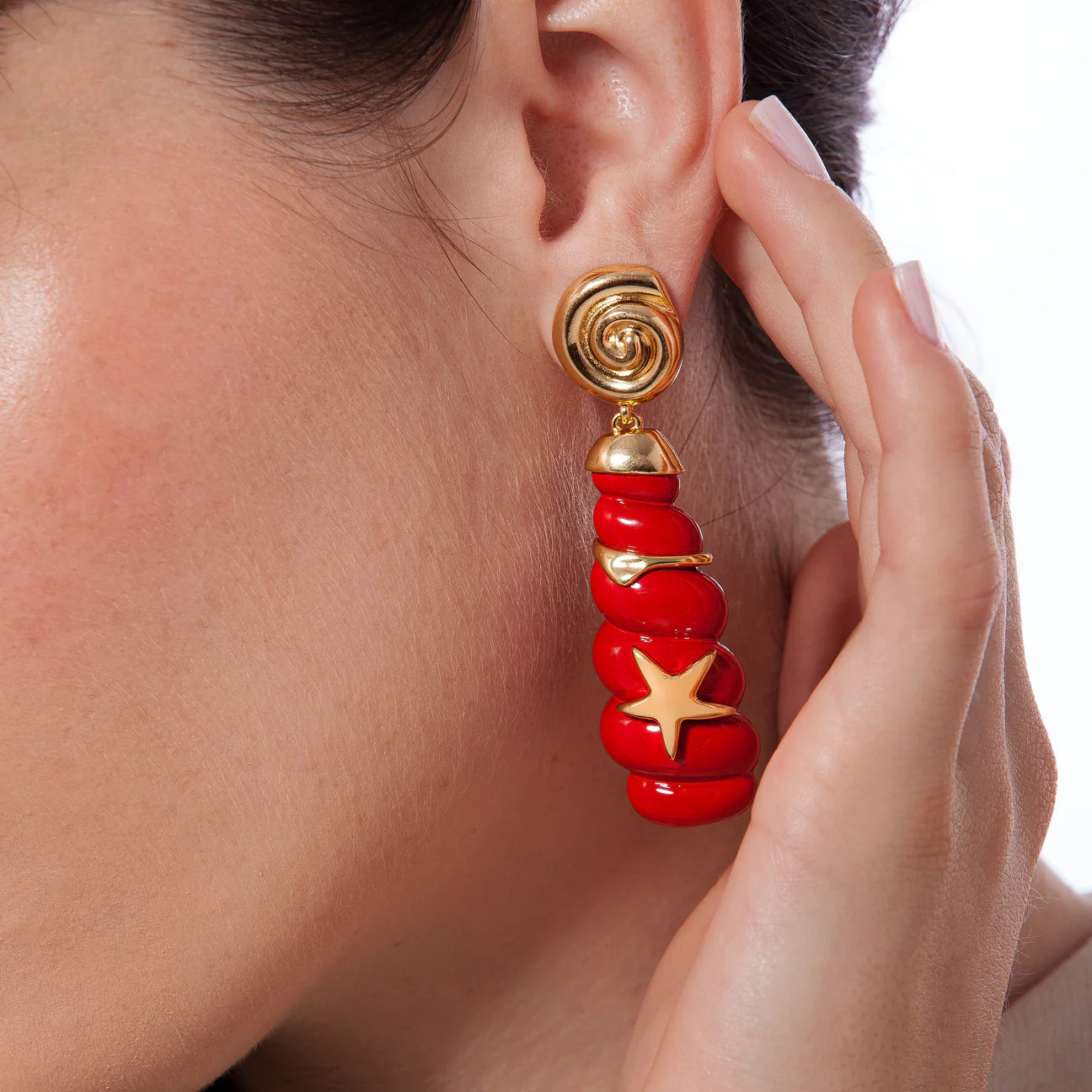 DOROTHEA EARRING RED RESIN - FLASH SALE