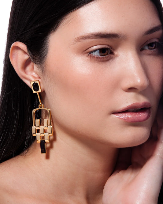 AION EARRINGS BLACK OBSIDIAN - FLASH SALE