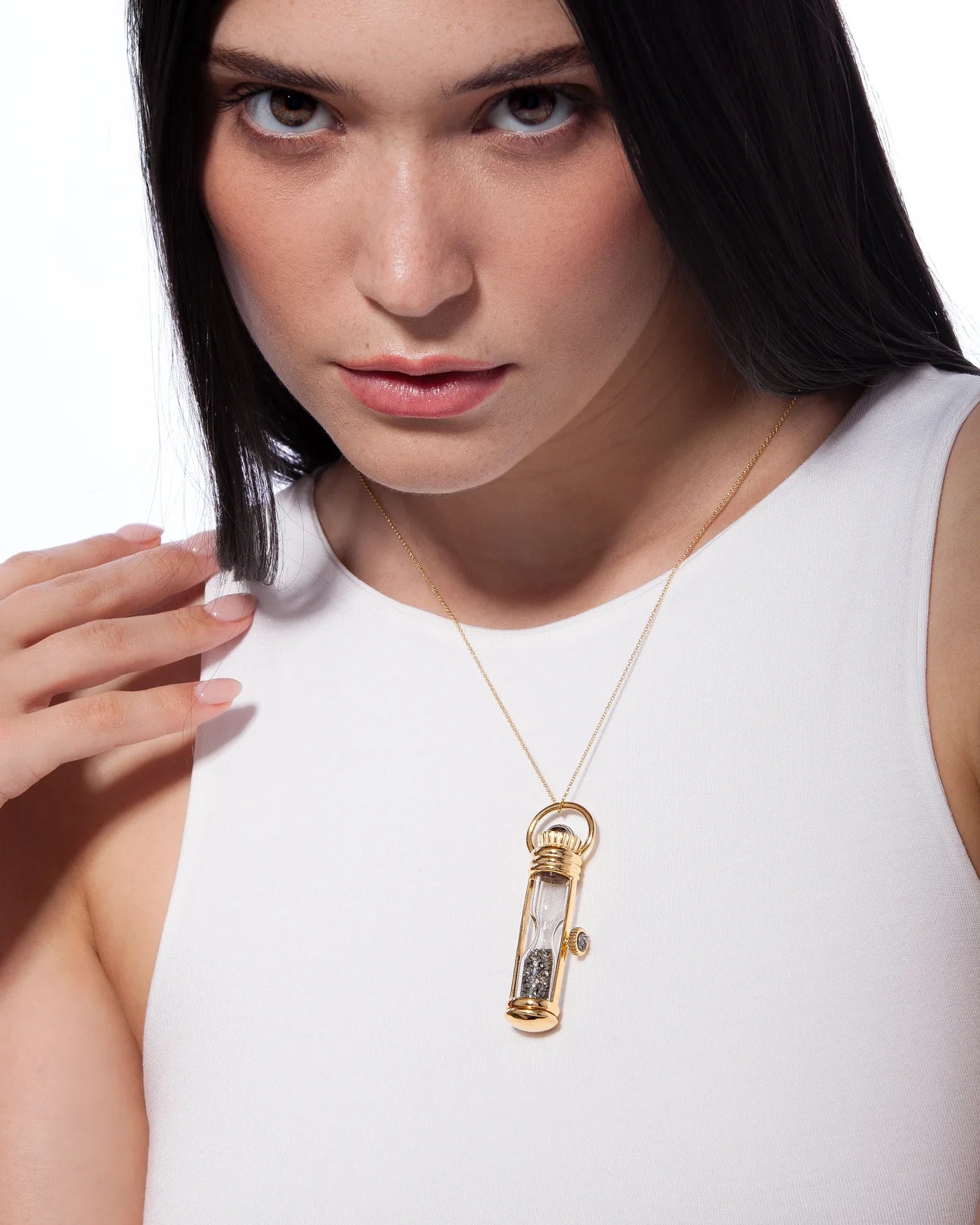 PASSAGEM NECKLACE METALLIC GRAY AGATE - FLASH SALE