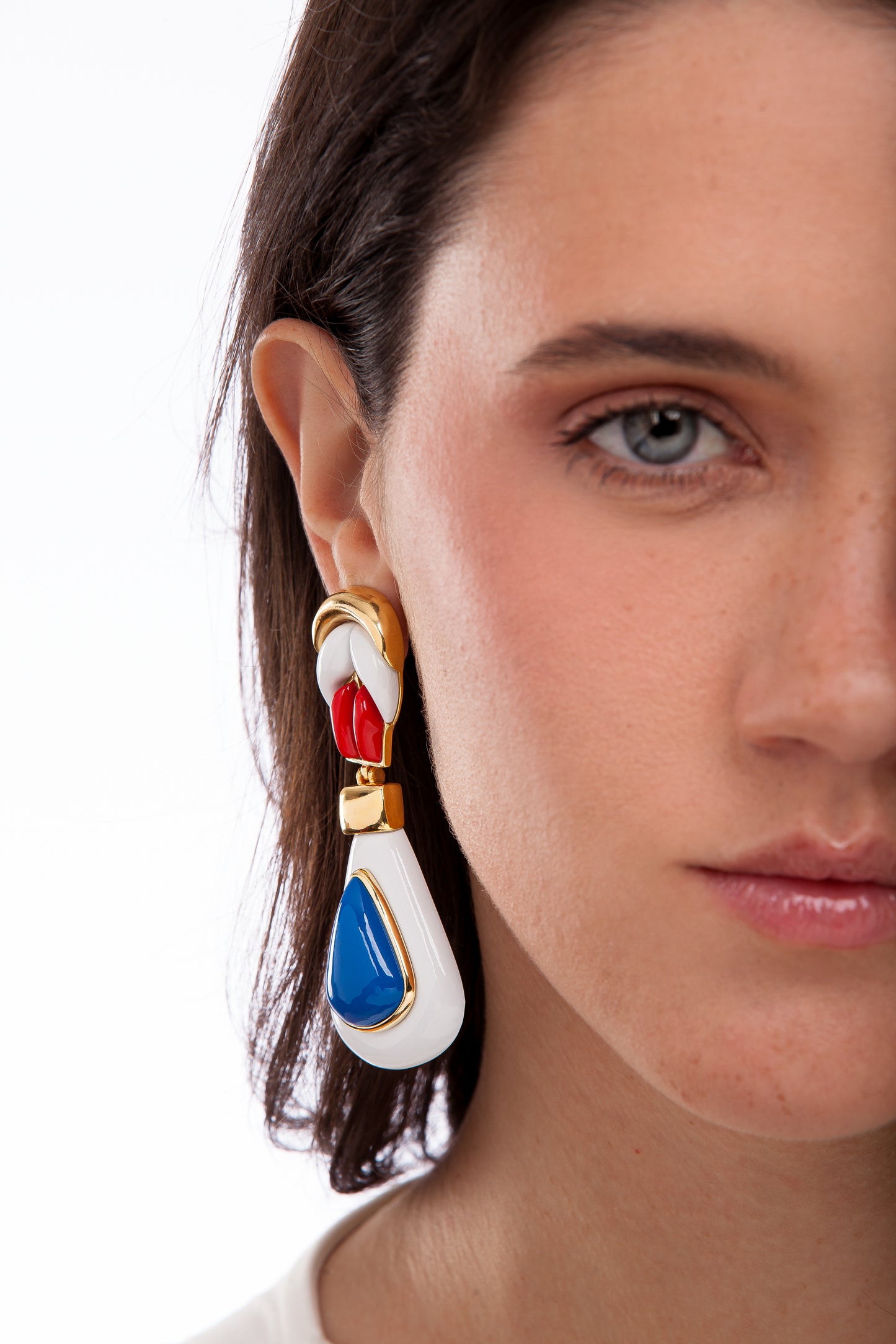 MALTA EARRING - BLUE/WHITE/ RED - FLASH SALE