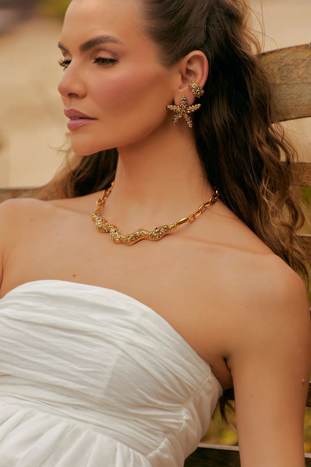CHOKER CONCEPT SEA OF STARS PLATED VINTAGE GOLD - LUMIERE