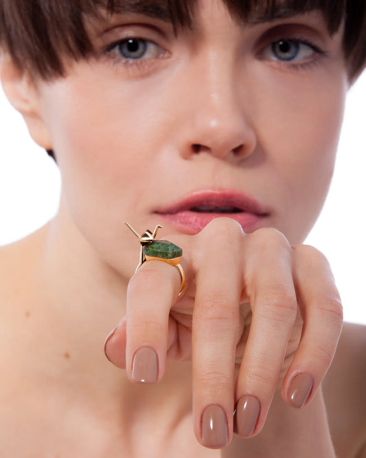TSURU RING GREEN JASPER - ECOA