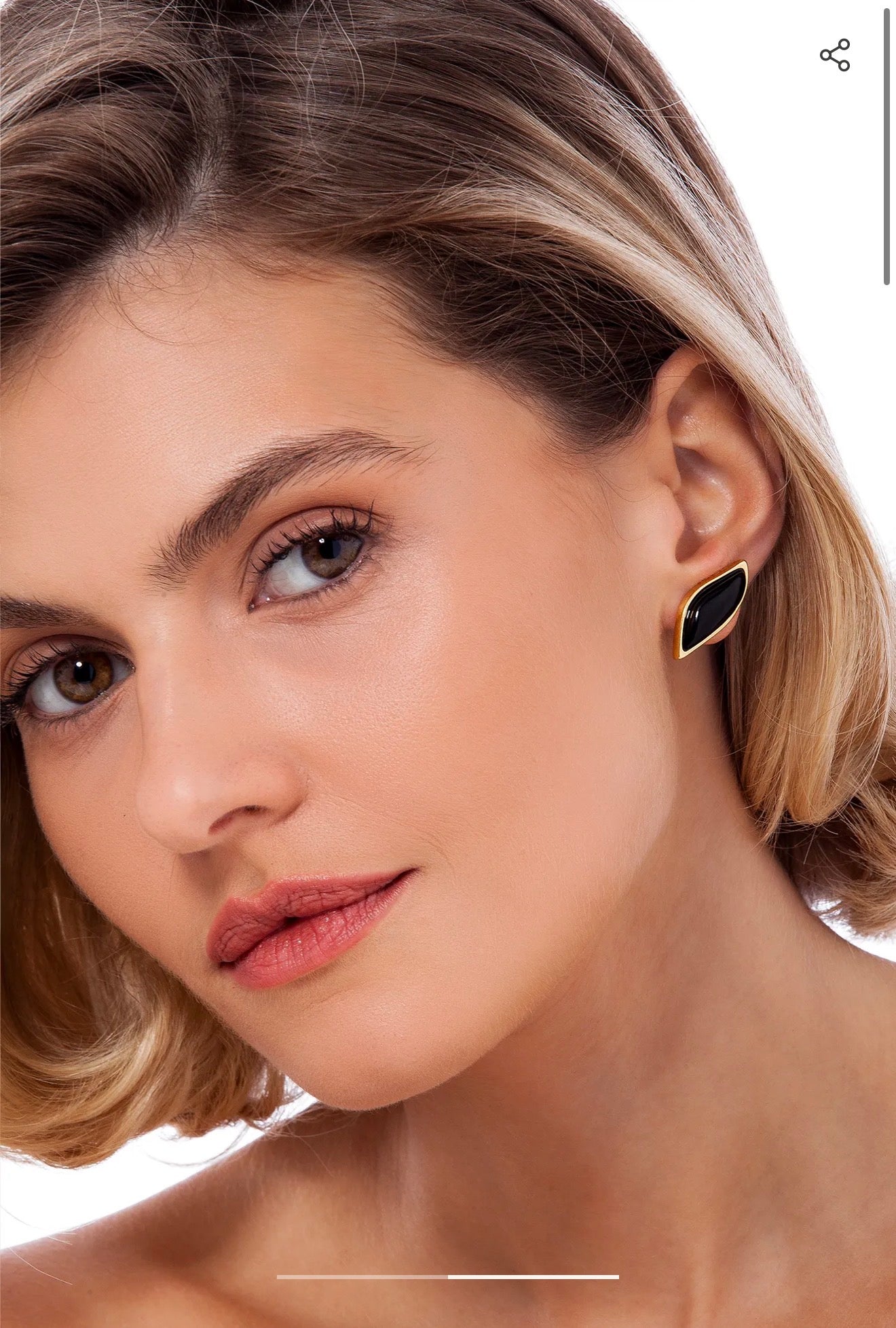 FOLHA EARRING - BLACK OBSIDIAN- ICONIC DESEJO