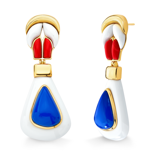 MALTA EARRING - BLUE/WHITE/ RED - FLASH SALE
