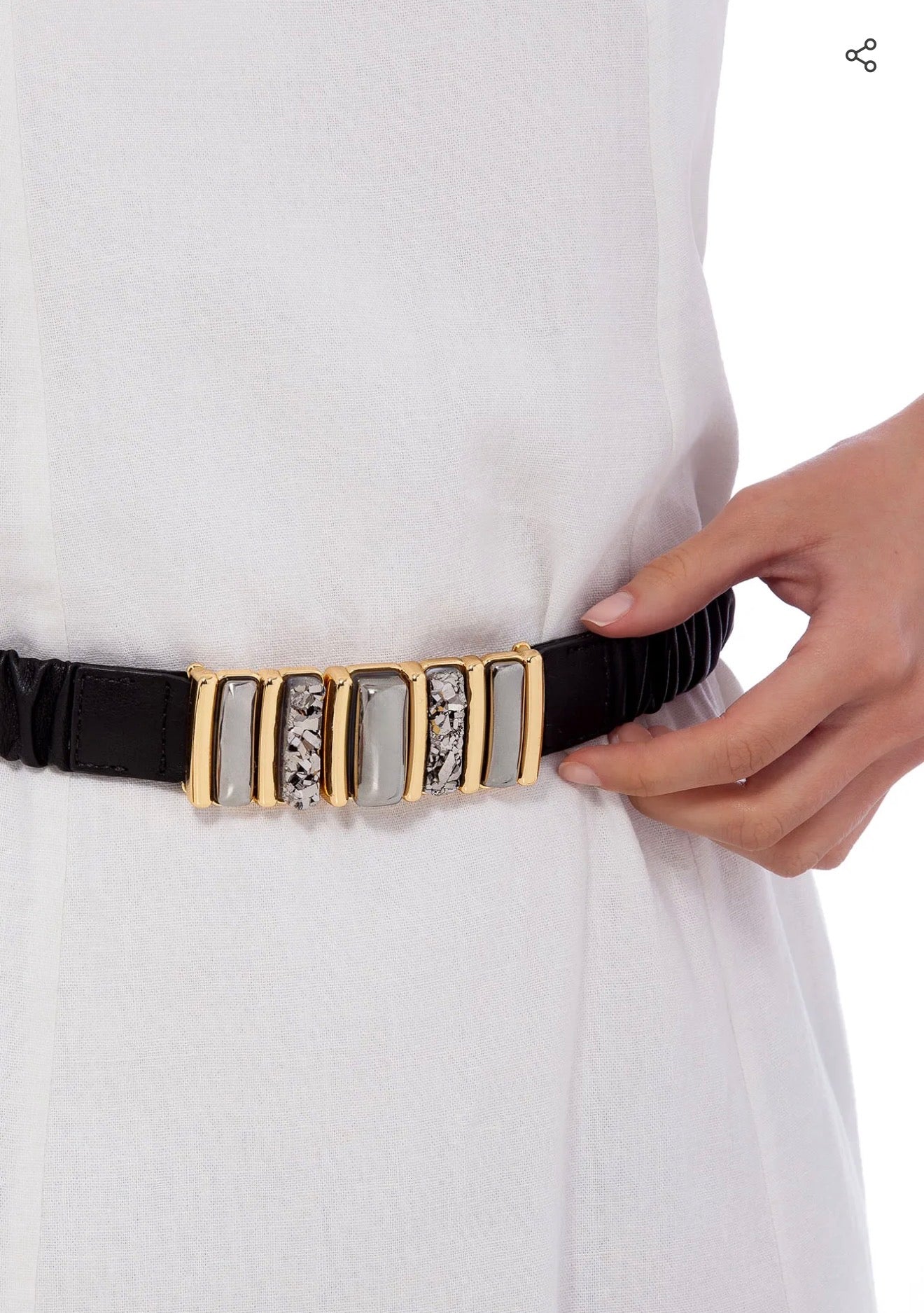 BOLD BELT METALIZED GRAY AGATE AND METALIZED DRUZE - ICONIC DESEJO
