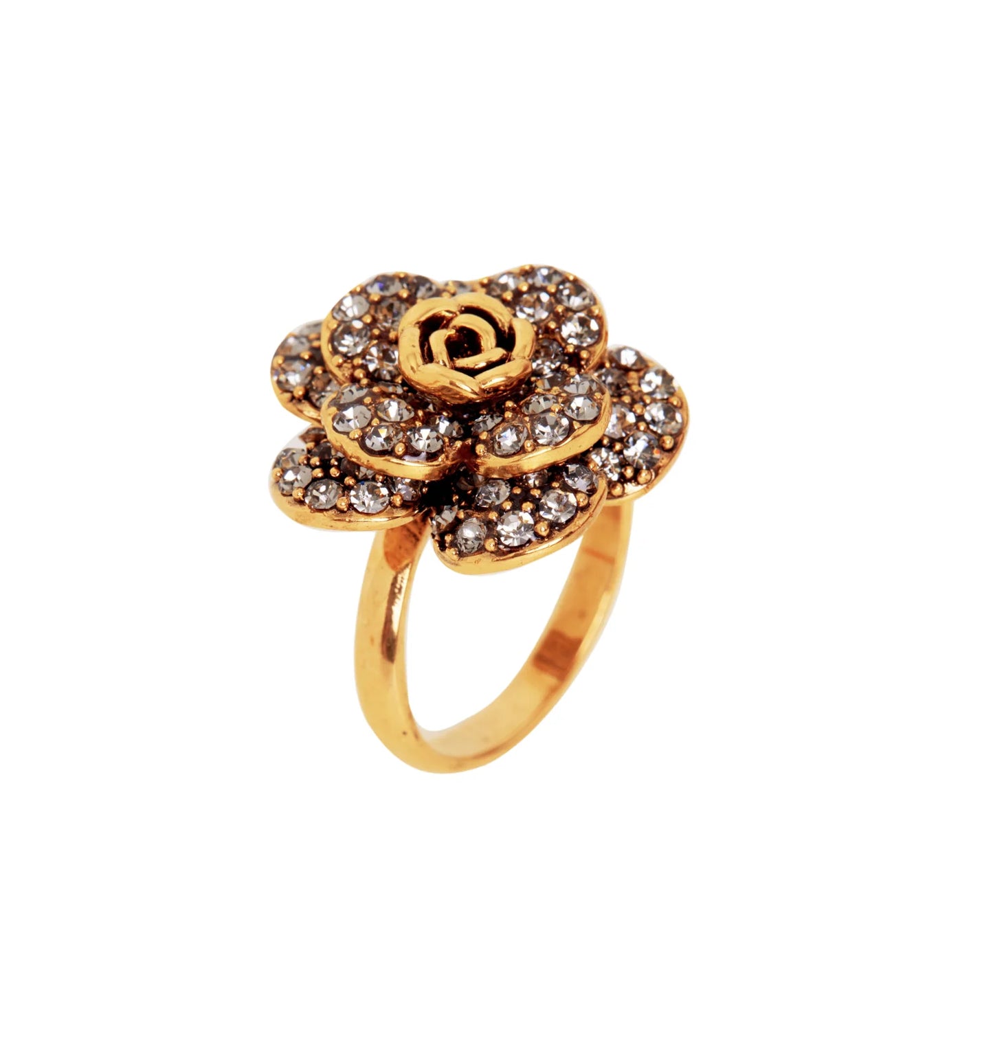 ANEL MINI CAMÉLIA DUPLA CRAVEJADO OURO - MORENA