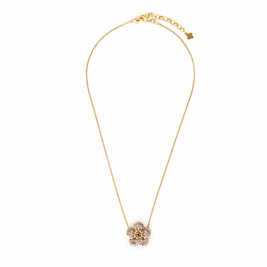 COLAR MINI CAMÉLIA DUPLA CRAVEJADO OURO - MORENA