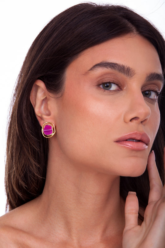 SOLEIL BABY EARRING PINK AGATE - ICONIC DESEJO