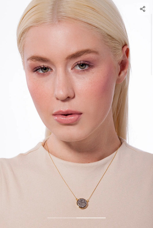SOLITARIO NECKLACE - METALIZED DRUZE - ICONIC FLASH SALE