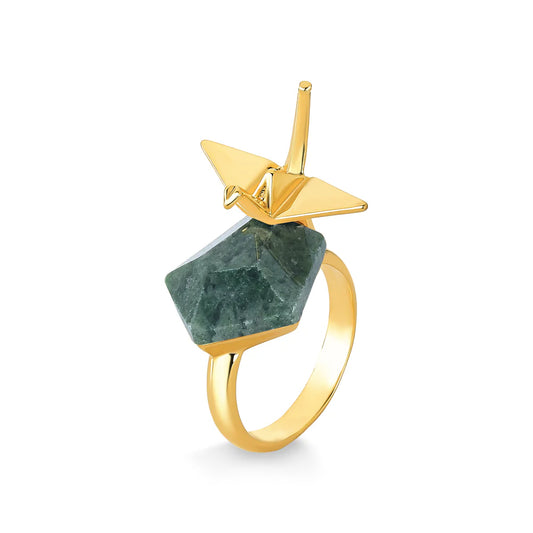 TSURU RING GREEN JASPER - ECOA