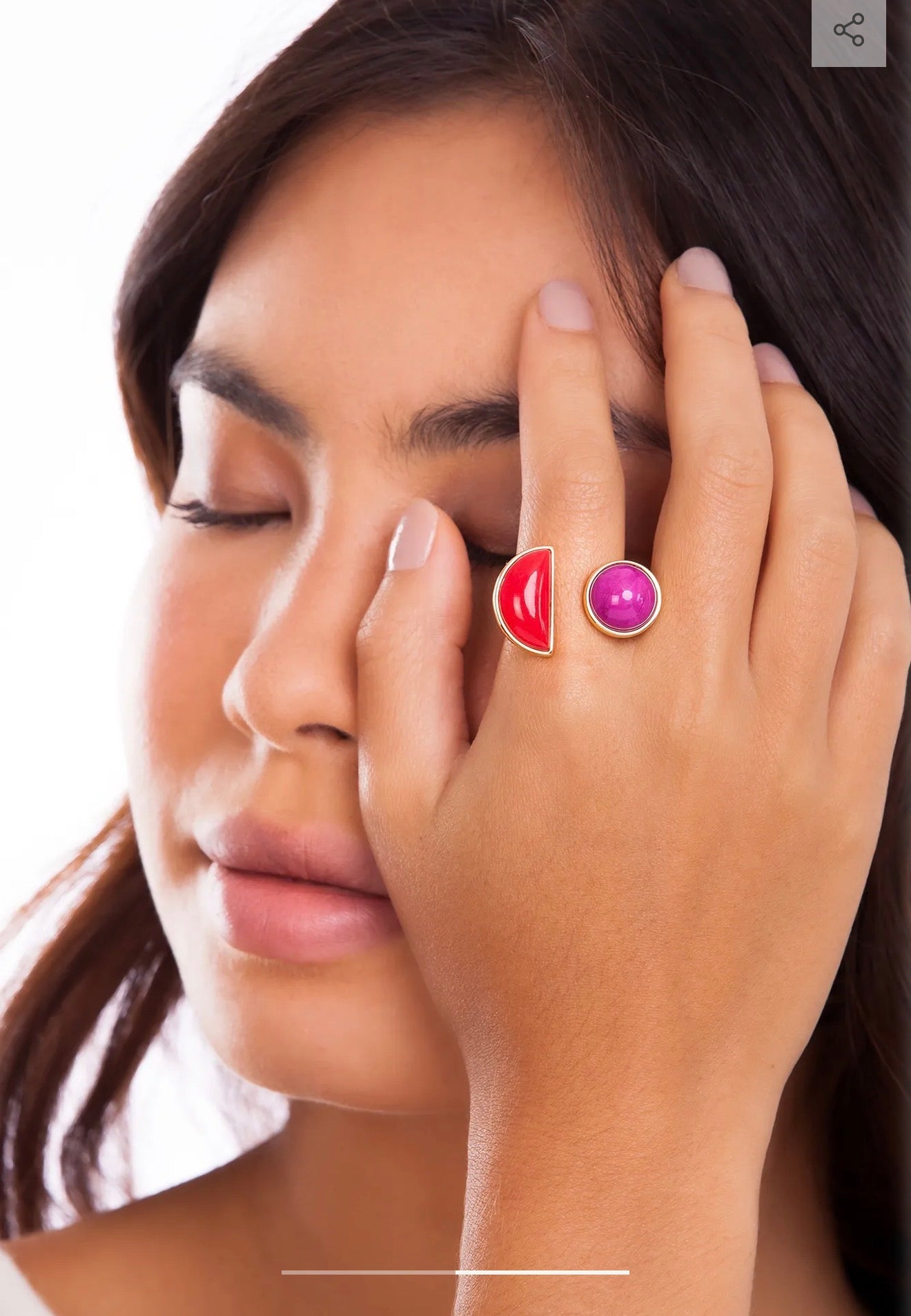 BRISA RING - PINK HAULITE AND RED RESIN- ICONIC DESEJO
