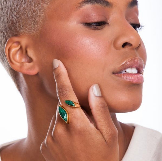 FOLHA RING - MALAQUITE- ICONIC