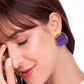SOLEIL EARRING PURPLE STRIPED AGATE - ICONIC