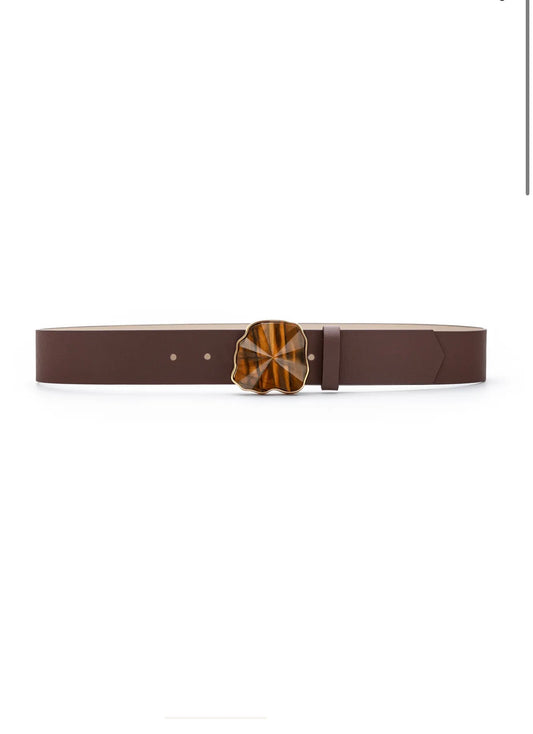 STONE BELT BROWN LEATHER AND TIGER EYE - ICONIC DESEJO