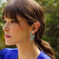 GAROA EARRING M - BLUE AGATE AND PLATINUM DRUZY- ACQUA