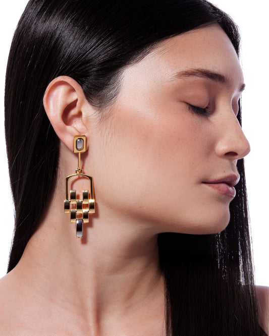 AION EARRINGS METALLIC GRAY AGATE - FLASH SALE