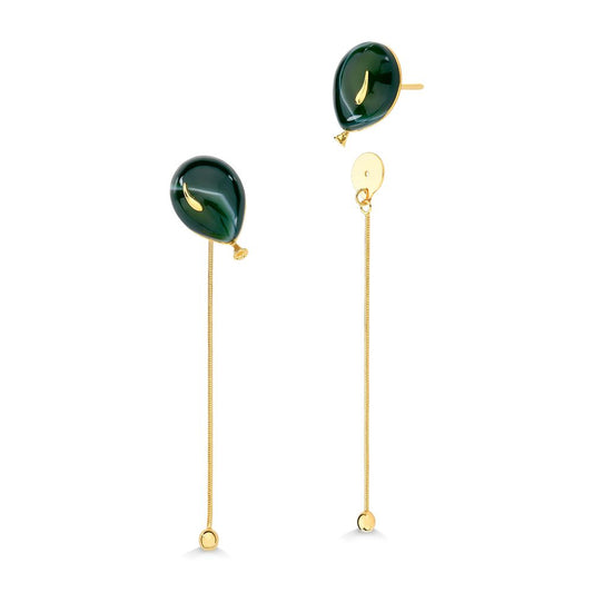 BALLOON EARRING - STRIPPED GREEN AGATE - VIVA ESSA FESTA 2