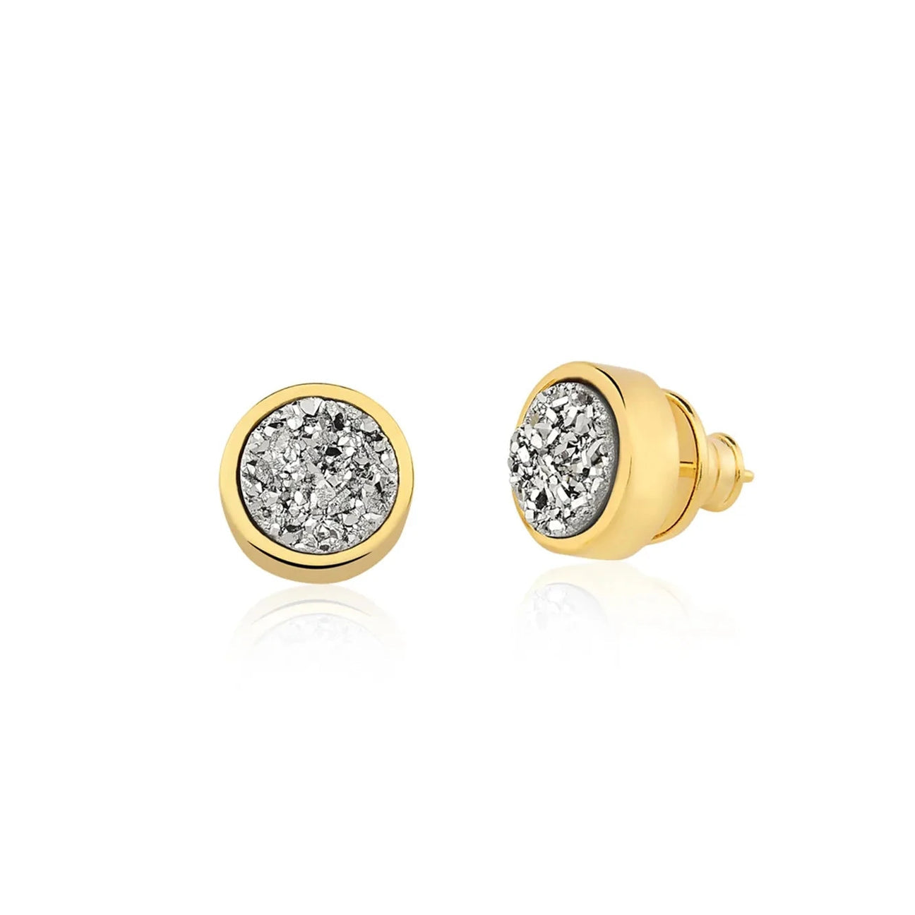 BOL FACETED EARRING PLATINUM DRUSY - ICONIC