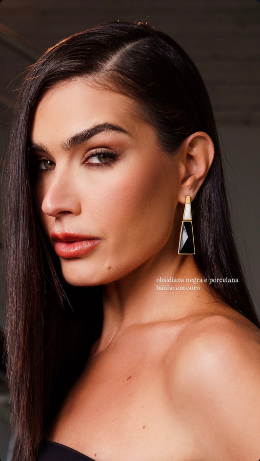 LEGADO EARRING BLACK OBSIDIAN - WHITE PORCELAIN - ANCESTRAL