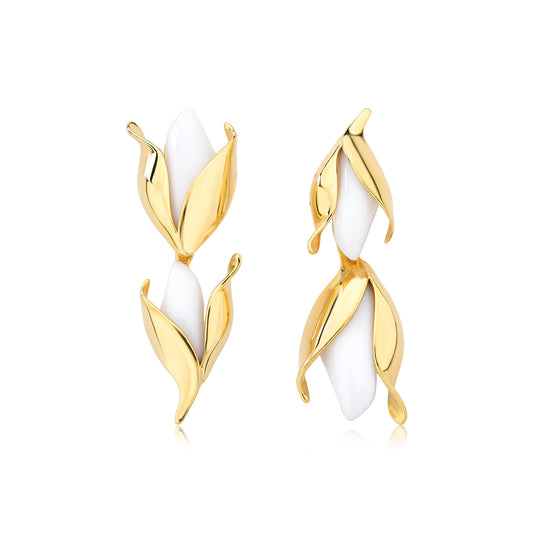 TULIPA EARRING M - WHITE PORCELAIN - FLORESCER