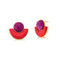 MARINA EARRING - PINK HAULITE  AND RED RESIN - ICONIC DESEJO