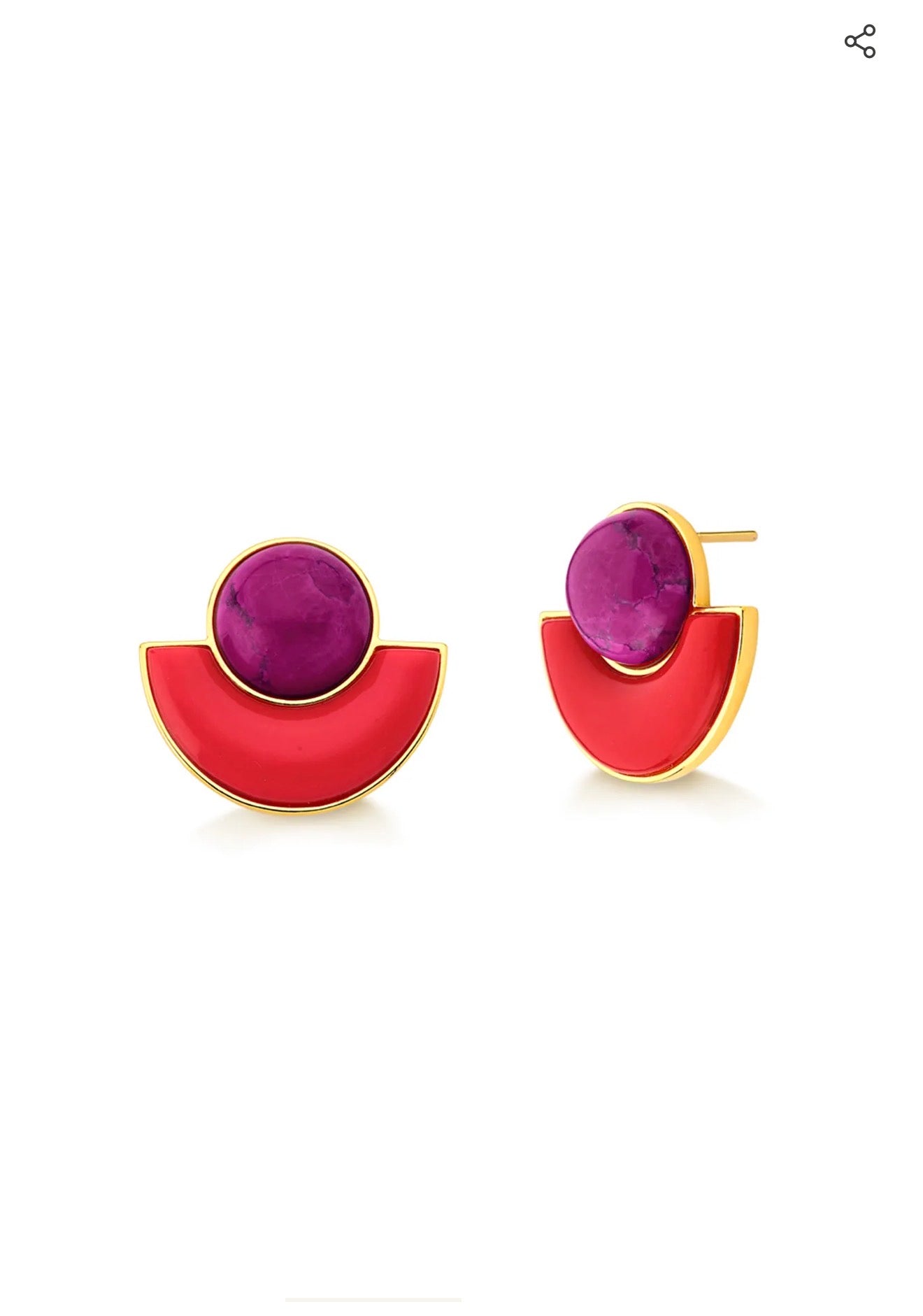 MARINA EARRING - PINK HAULITE  AND RED RESIN - ICONIC DESEJO