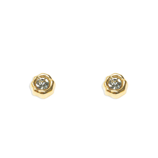 EARRING CLASSIC STUD M BLAC DIAMOND AND VINTAGE GOLD- LUMIERE