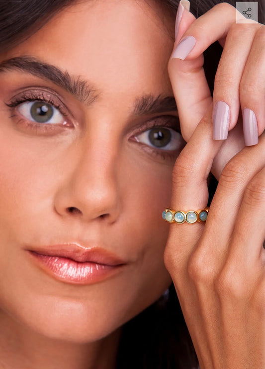ALIANCINHA RING - BLUE AGATE- FLASH SALE