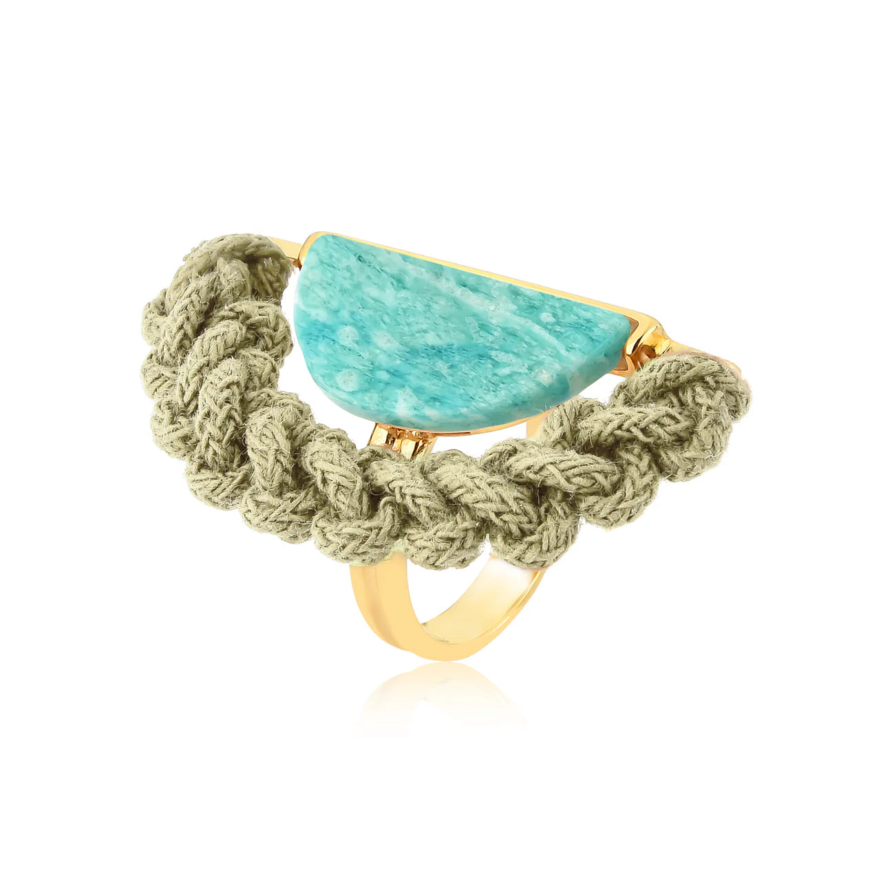 MACRAMÊ RING - GREEN AMAZONITE- ANCESTRAL