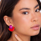 MARINA EARRING - PINK HAULITE  AND RED RESIN - ICONIC DESEJO