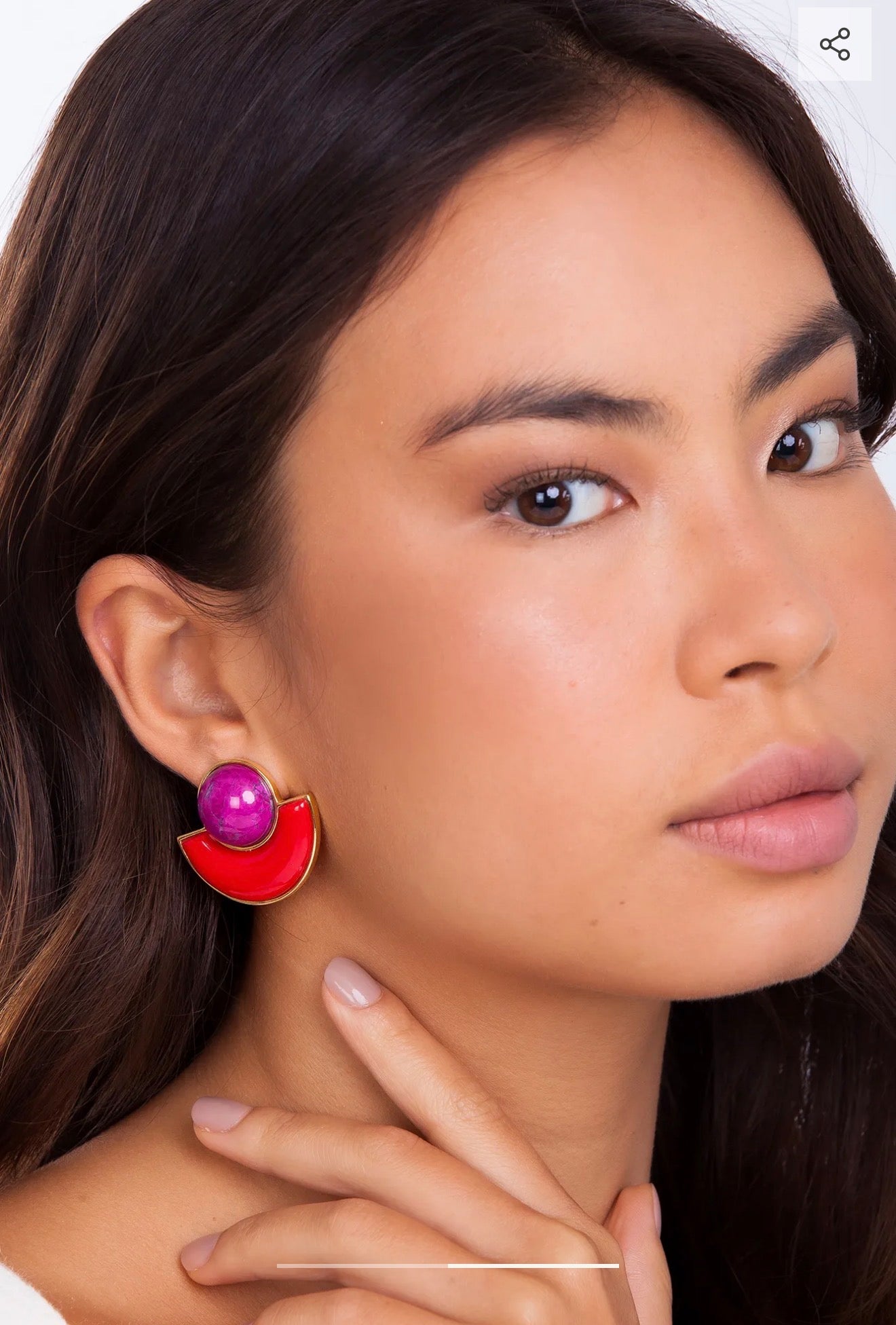 MARINA EARRING - PINK HAULITE  AND RED RESIN - ICONIC DESEJO