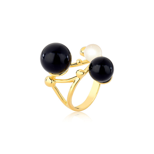 ORVALHO RING - BLACK OBSIDIAN/ MATTE CRYSTAL - FLORESCER