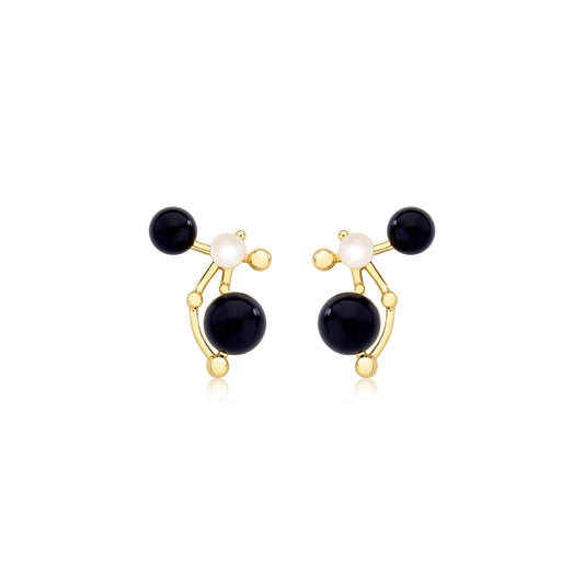 ORVALHO EARRING - BLACK OBSIDIAN/ MATTE CRYSTAL - FLORESCER