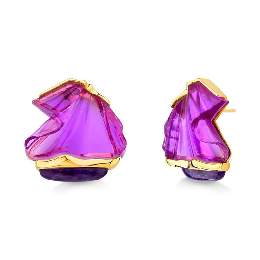 EARRING EXTASE M- AMETHYST AND LILAC RESIN TRAJETOS