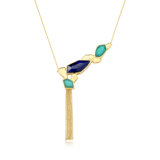 CASCATA NECKLACE - SODALITE / TURQUOISE GREEN QUARTZ - ACQUA