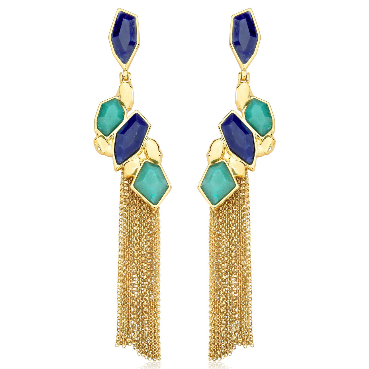 CASCATA EARRING - SODALITE AND TURQUOISE GREEN QUARTZ - ACQUA