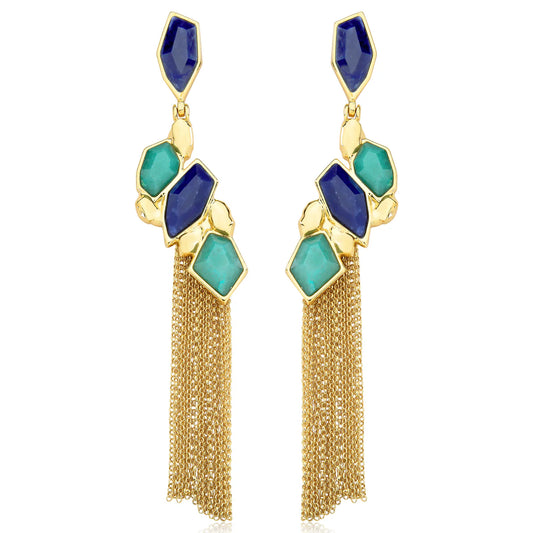 CASCATA EARRING - SODALITE AND TURQUOISE GREEN QUARTZ - ACQUA