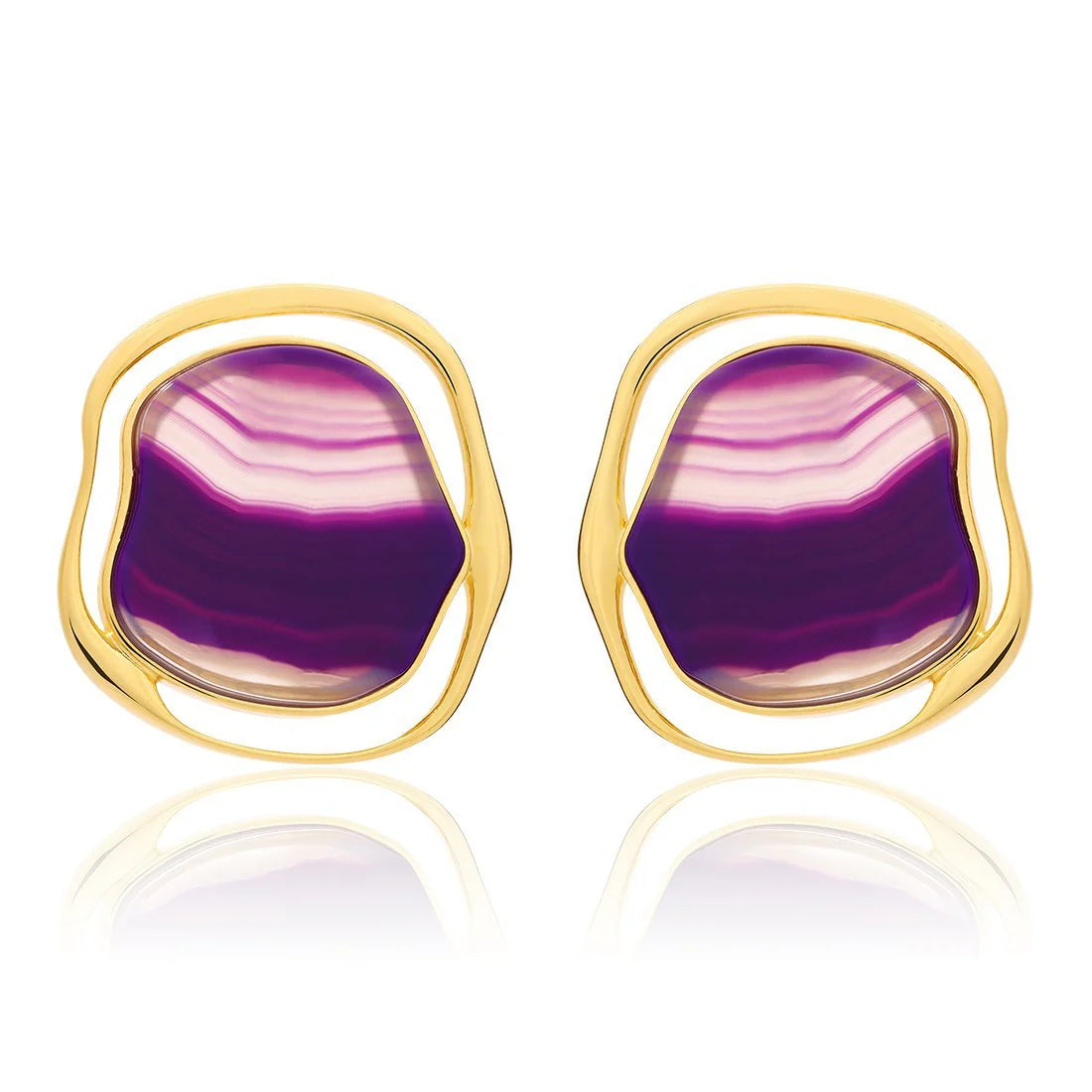 SOLEIL EARRING PURPLE STRIPED AGATE - ICONIC