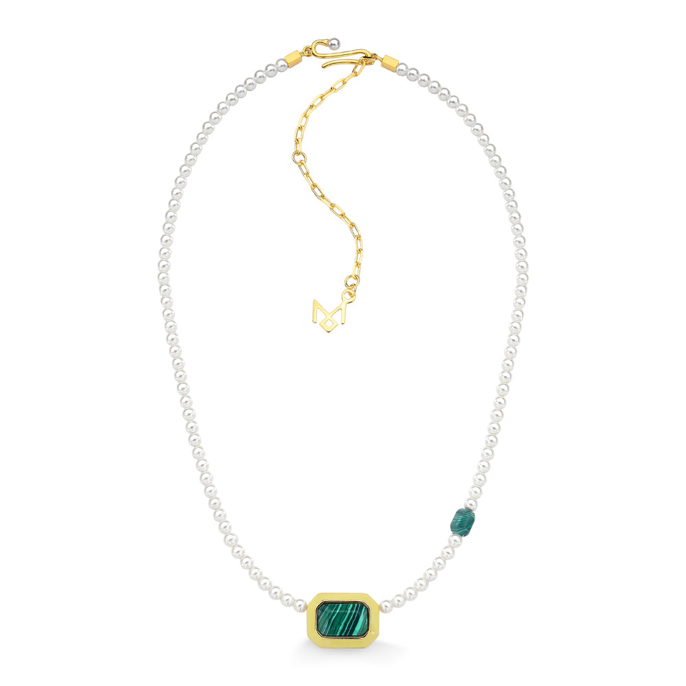 NOUVEAU NECKLACE - MALACHITE / PEARL - INÉDITOS