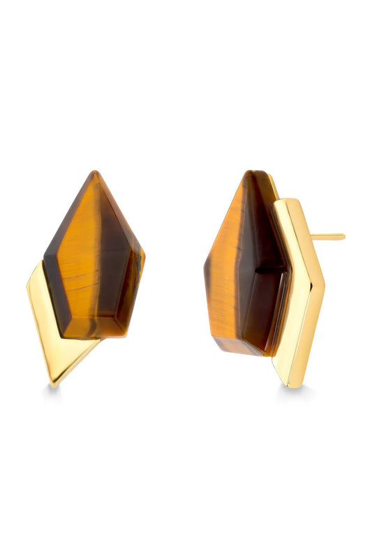 ENIGMA EARRINGS - TIGER'S EYE - COLLAB MD + MONTEFINA