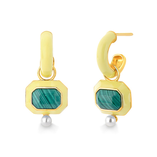 NOUVEAU EARRING - MALACHITE / PEARL - INÉDITOS