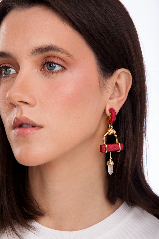 TENERIFE EARRING RED FELDSPAR- A PLACE IN THE SUN