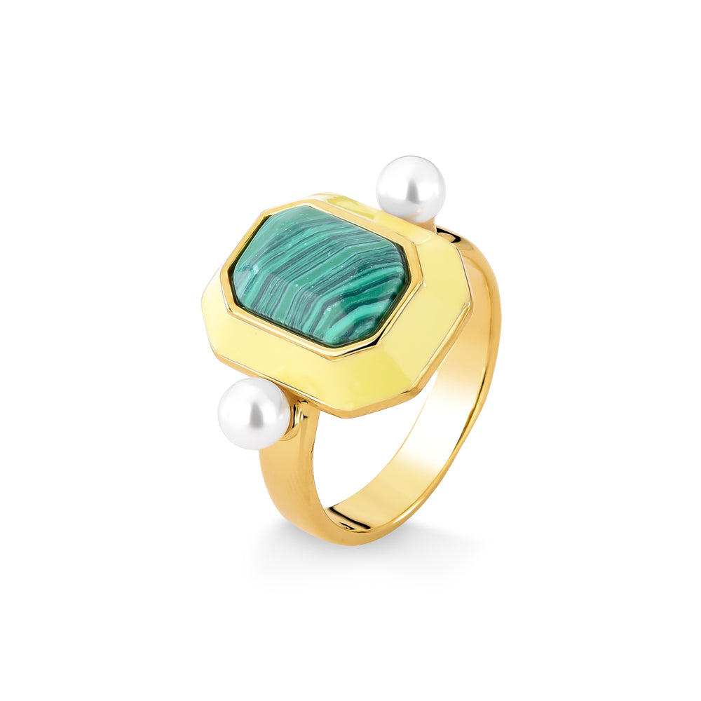 OLDIE RING - PEARL / MALACHITE - INÉDITOS