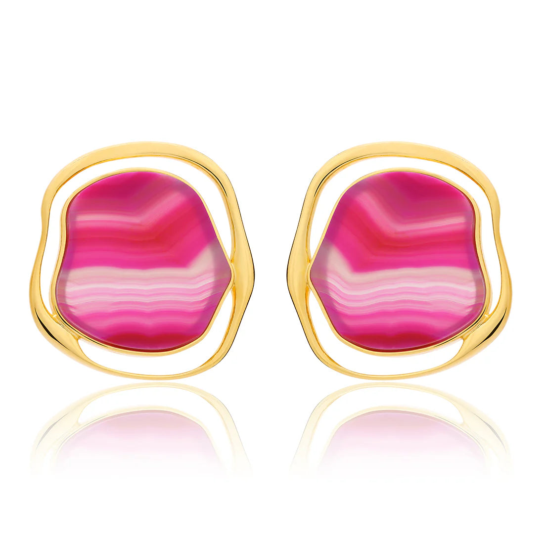 SOLEIL EARRING PINK AGATE - ICONIC