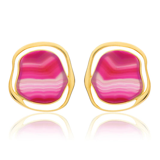 SOLEIL EARRING PINK AGATE - ICONIC