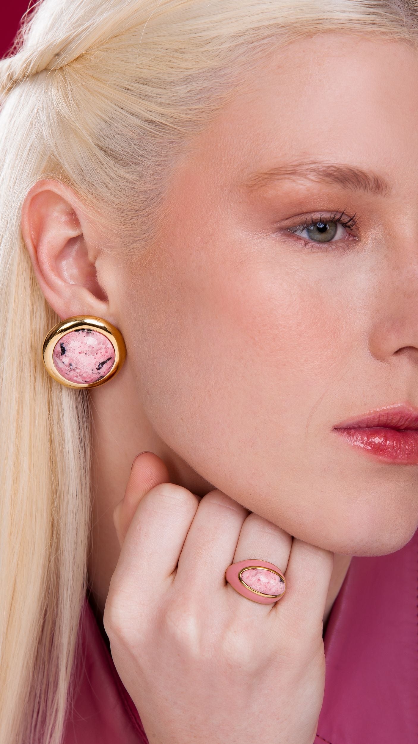 OLIMPO EARRING - RHODOCHROSITE- ICONIC