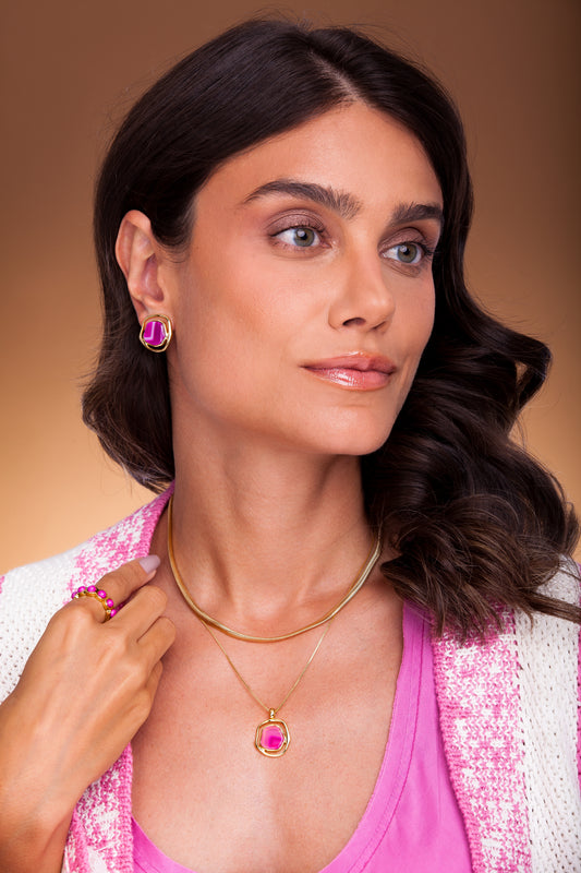 SOLEIL BABY NECKLACE PINK AGATE - ICONIC