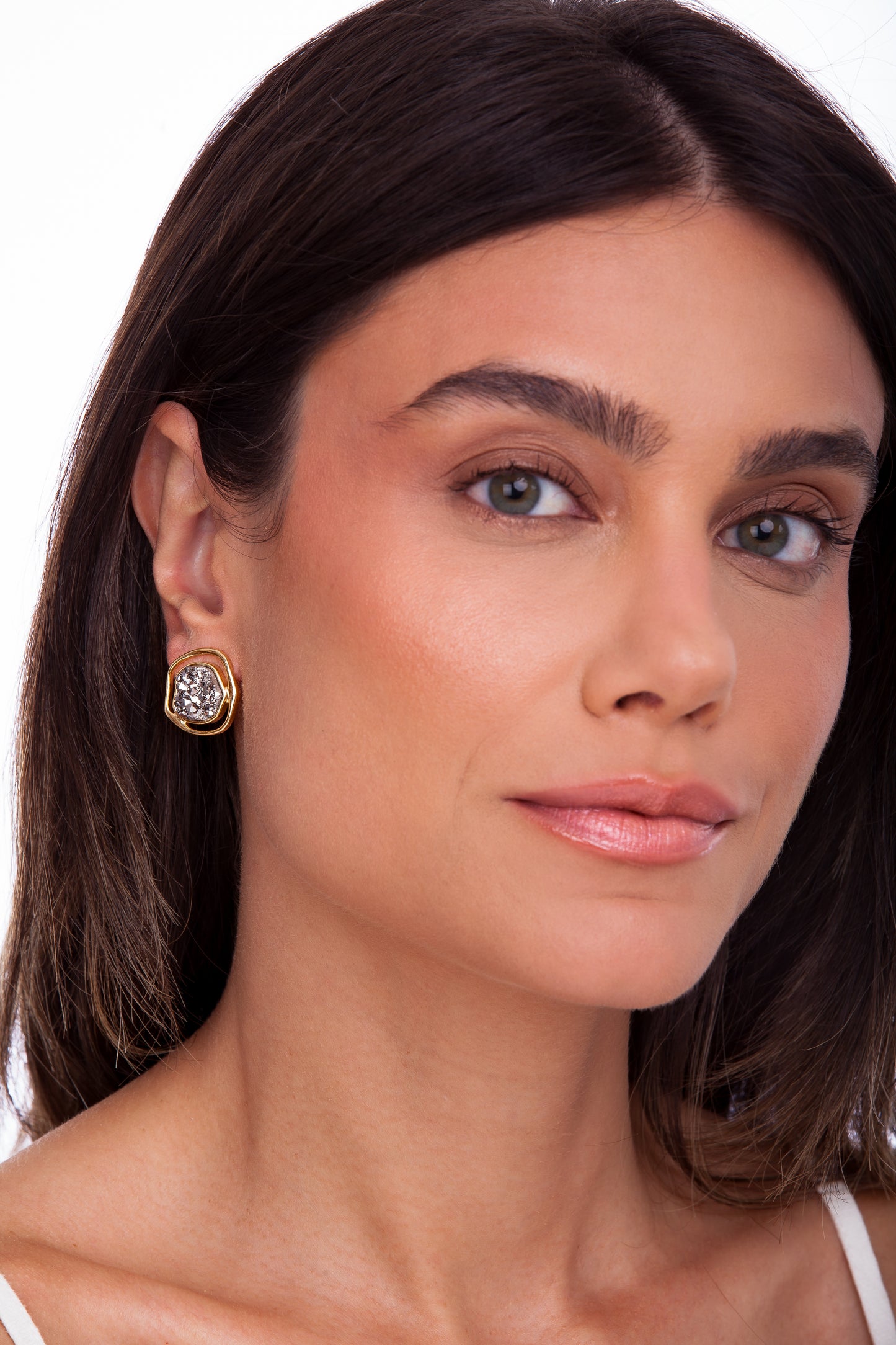 SOLEIL BABY EARRING PLATINUM DRUSY - ICONIC JUNE 2024